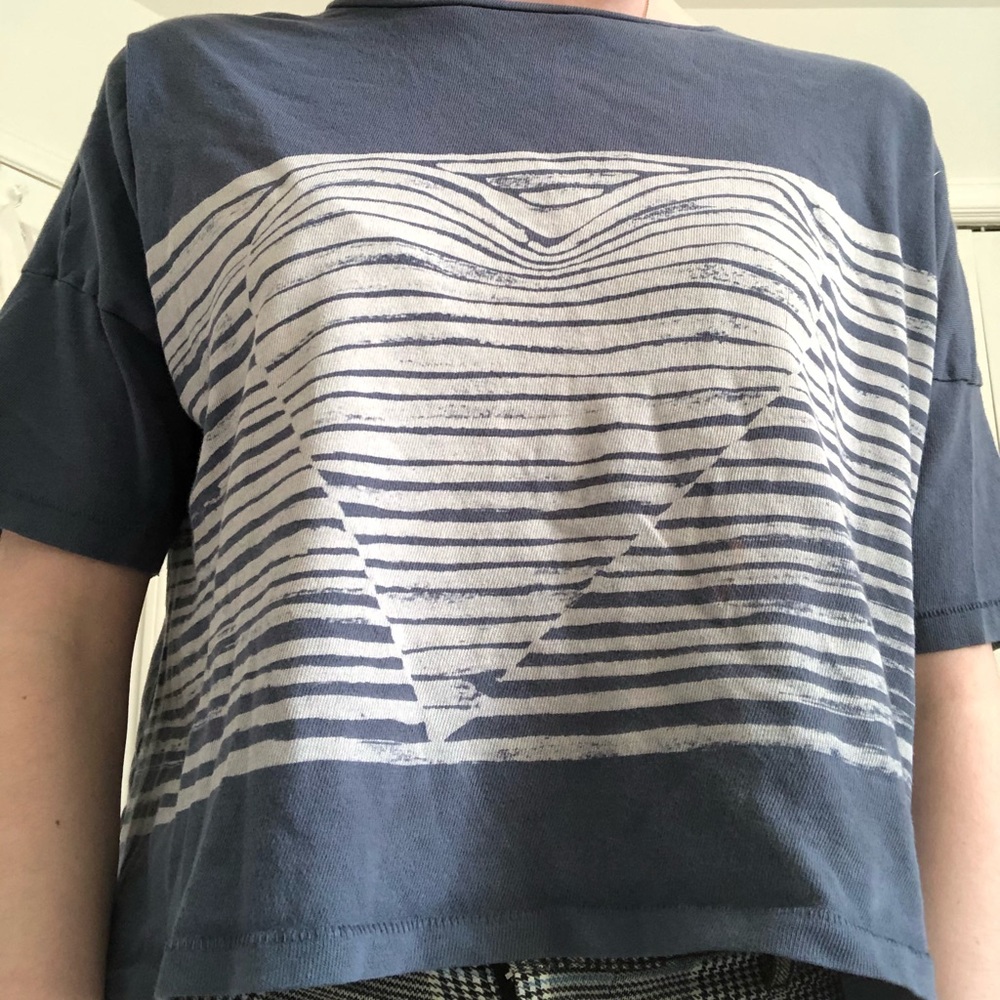 Boxy Navy and White Vintage Style Roots Tee